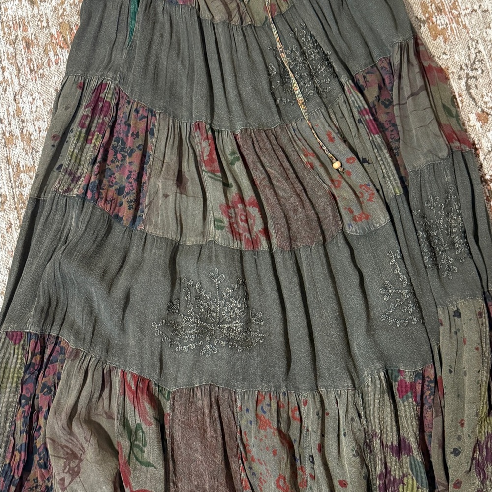 Floral Patchwork Maxi Skirt